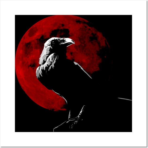 Blood Moon Raven Wall Art by Ink Raven